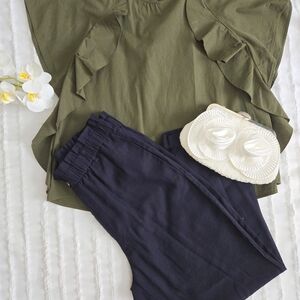 Olive Green Ruffle Blouse.Only the blouse.